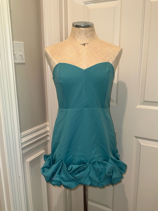 do+be blue dress | Dresses | Dobe Turquoise Green Ruffle Strapless Brand New Size Large L Invisible zipper closure. Mini homecoming dress Open Back Bandage Short Size:US 11 / EU 42